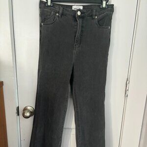 ROLLA'S Jeans Eastcoast Crop Flare Hi-Rise Black Denim Raw Hem